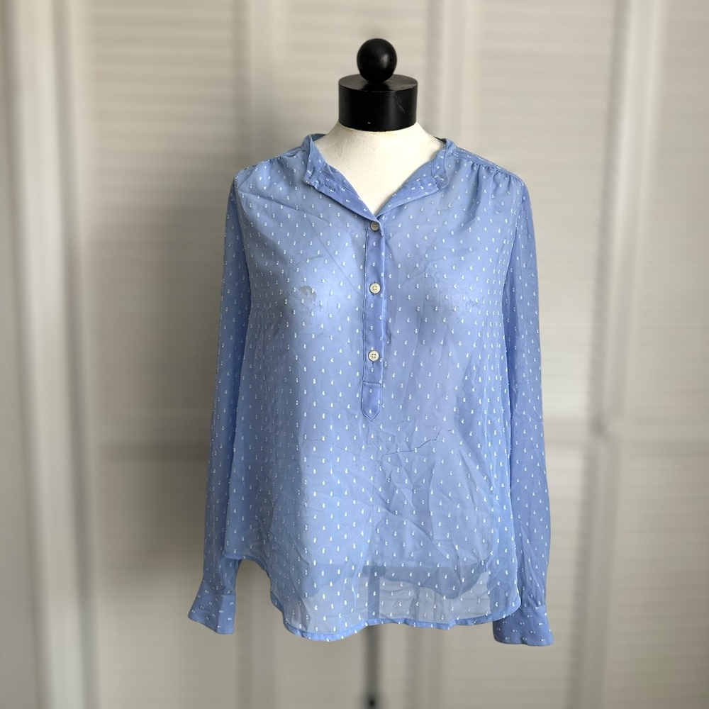 J. Crew Blue Long Sleeve Blouse